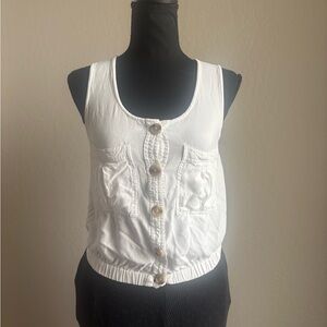 Japna White Button-Down Tank Top